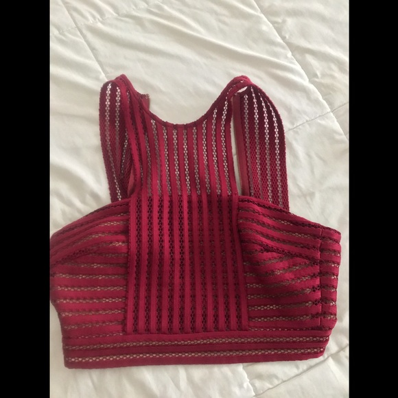 Self Portrait Burgundy Striped Column Top & Skirt - Picture 3 of 8